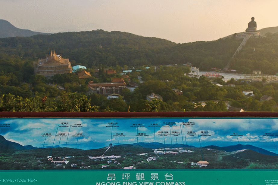 Pohľad na celý Ngong Ping a Veľký Budhu