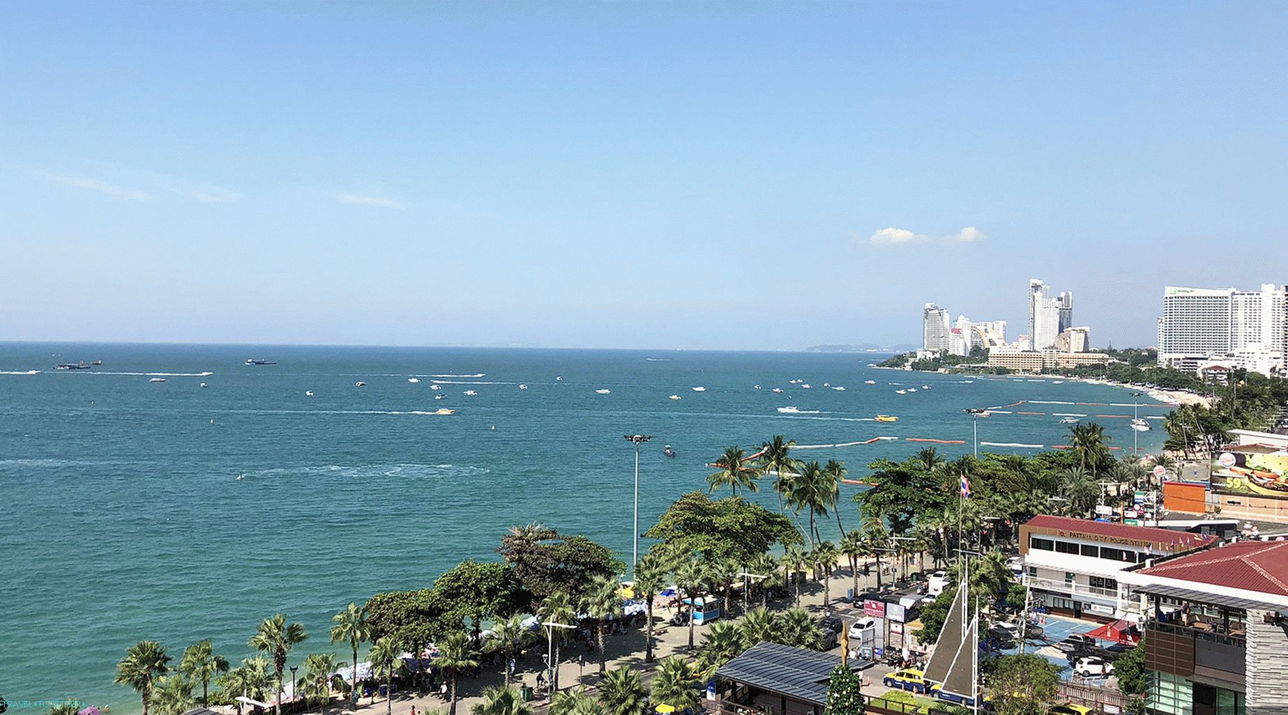 Pattaya, pláž, prezrieť si, od, more