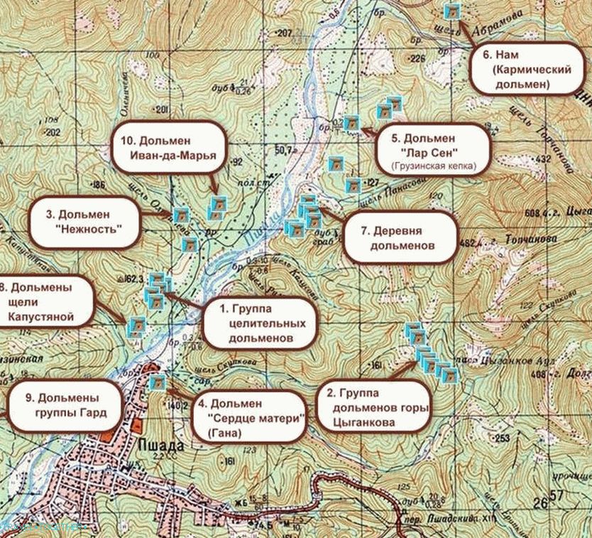 Mapa Dolmens of Gelendzhik a dolmens