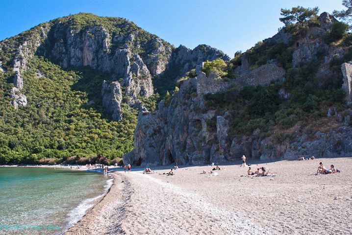 Pláže Olympos. Cirali. Turecko.