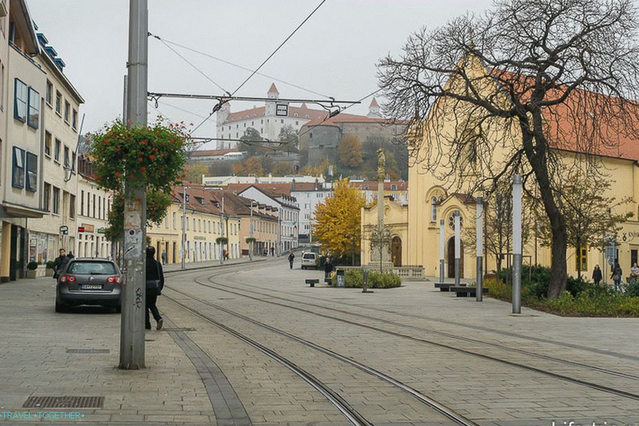 Pešia a električková zóna v Bratislave