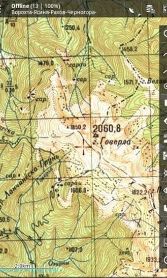 Rastrová topografická mapa Karpát v programe Locus Map