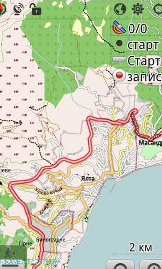 OsmAnd program. Vektorová mapa Ukrajiny