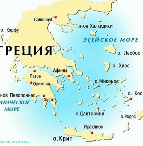 Mapa morí v Grécku