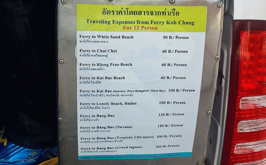 Ceny taxíkov na Koh Chang