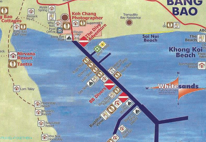 Mapa dediny Bang Bao na Koh Chang