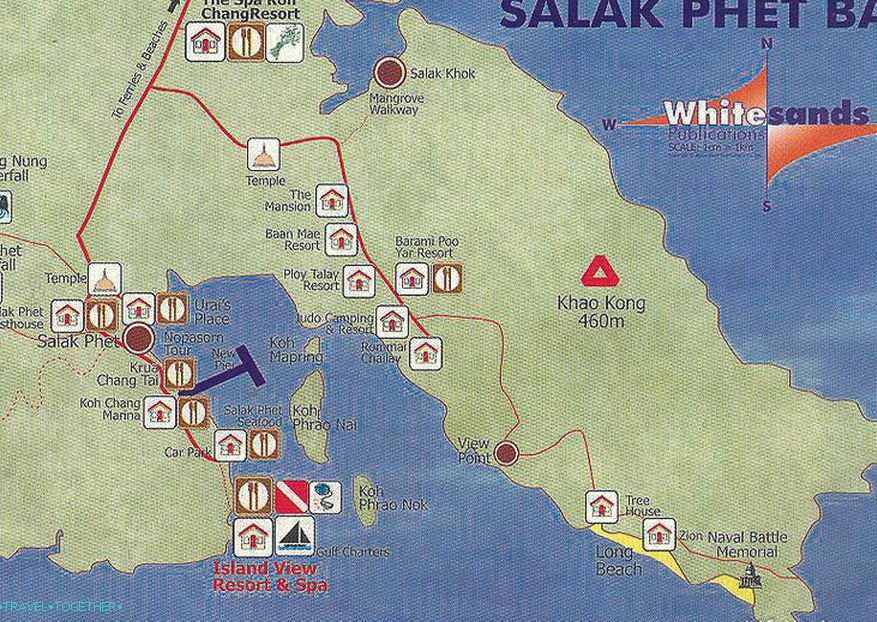Mapa Salak Phet Bay na Koh Chang