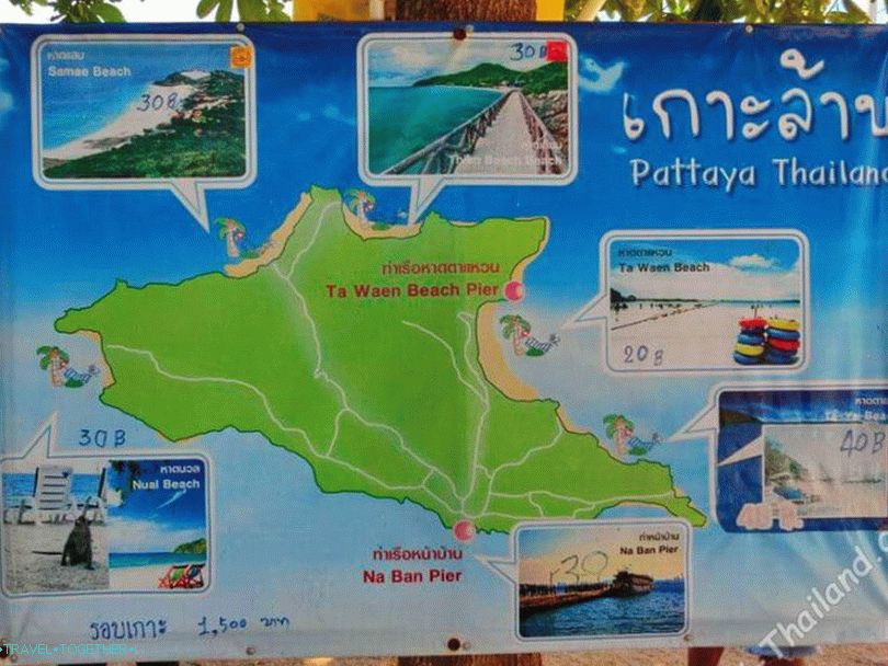 Mapa Koh Lana s plážami