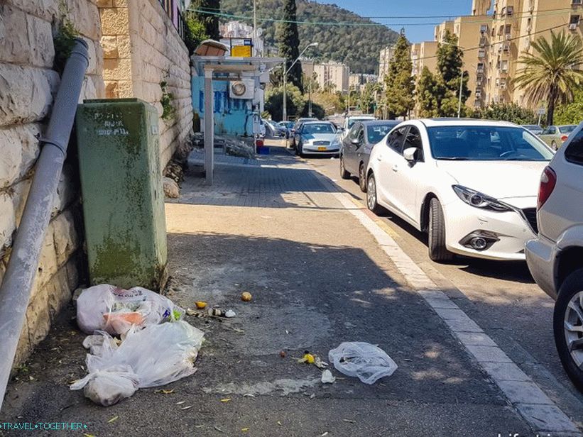 Mussor, prostredníctvom, ulica, do, Haifa, Kiryat, Eliezer, okres