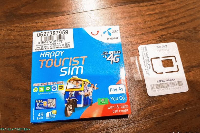 Obálka a sim karta DTAC všetkých veľkostí
