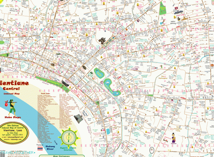 Mapa hlavnej časti Vientiane