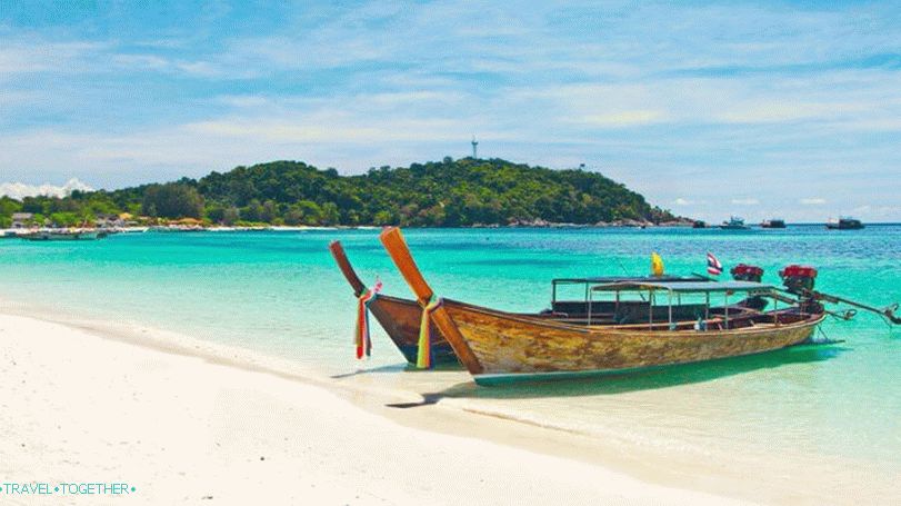 Longtails, pláž, pláž Pattaya, na, Koh Lipe