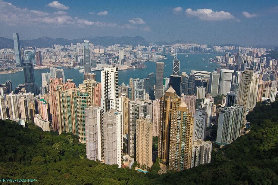 Pohľad z Victoria Peak na Hong Kong