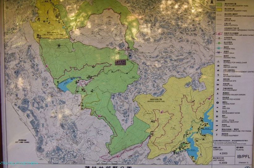 Mapa trás na ostrove Hong Kong vedľa Victoria Peak (kliknutím na veľký súbor)