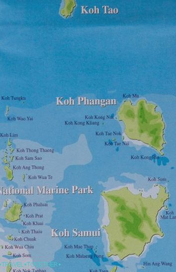 Poloha Samui, Phangan a Tao v Thajskom zálive