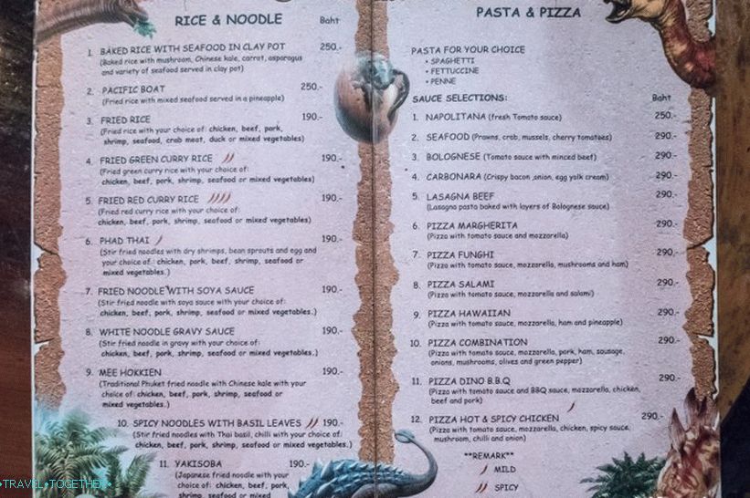 Dino Park Restaurant v Phukete - Jedlo a zábavný park