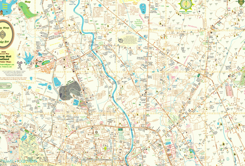 Mapa severnej časti mesta Chiang Mai