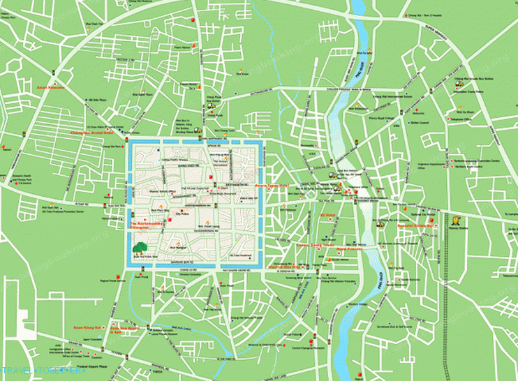 Mapa Chiang Mai pre všeobecnú prezentáciu