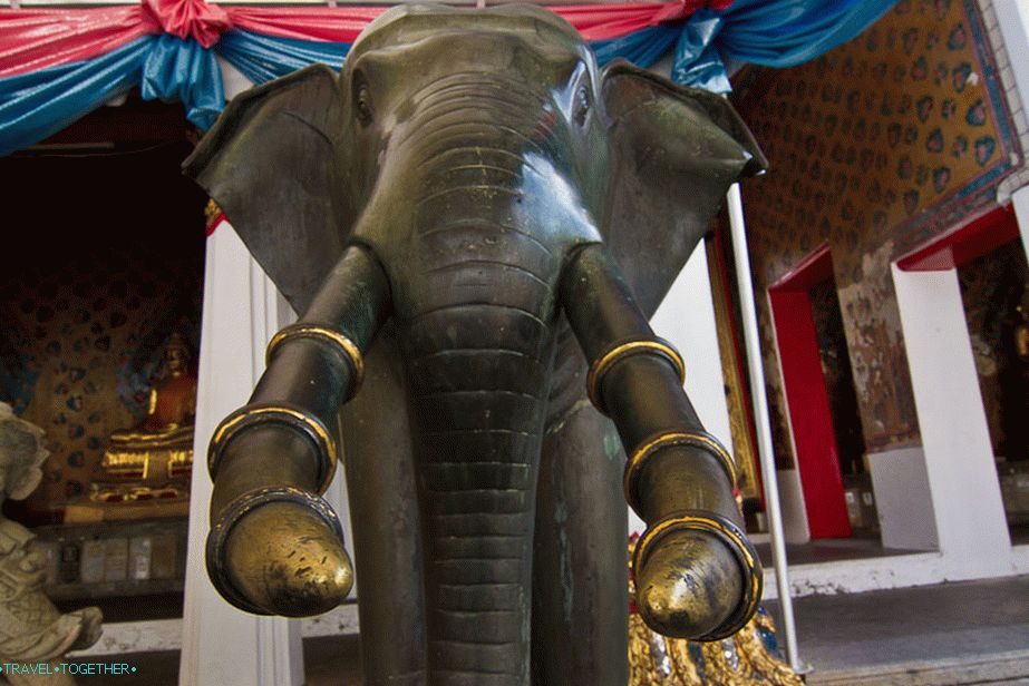 Postavy slonov okolo existujúceho chrámu